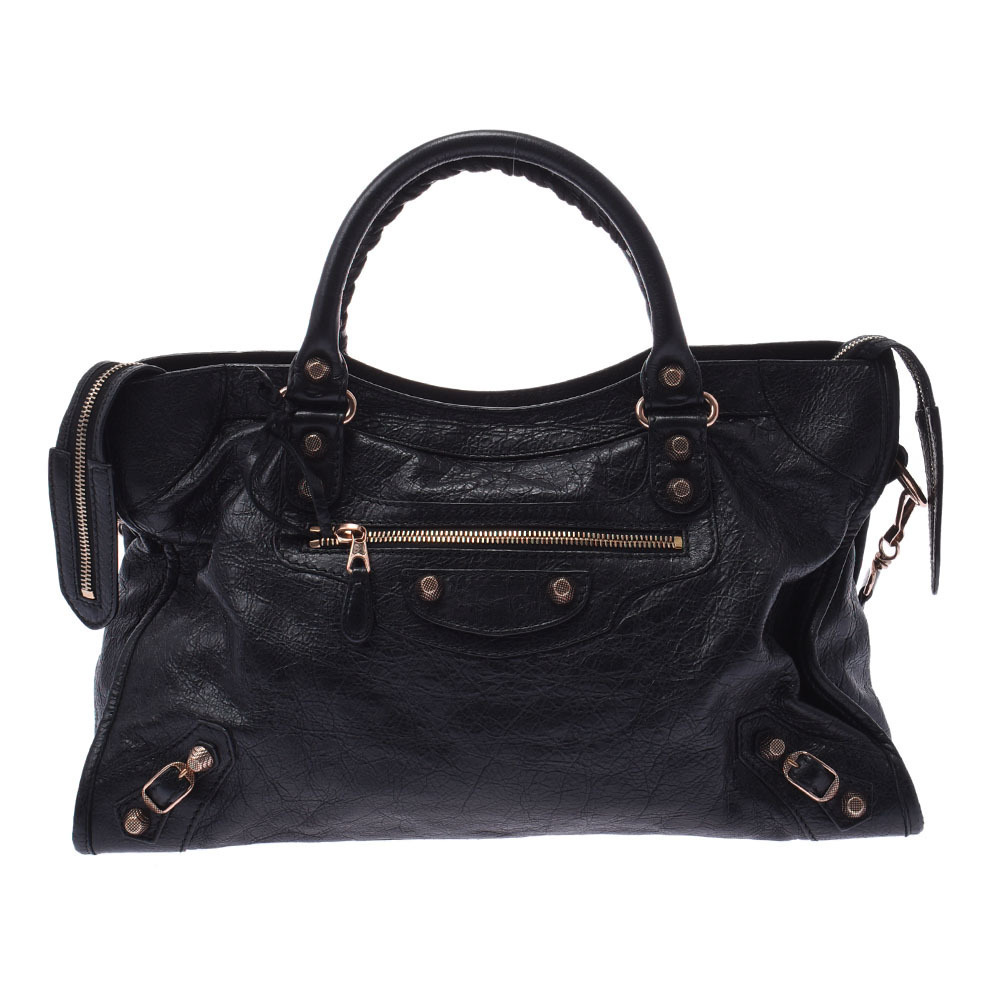 BALENCIAGA The Giant City Bag Black PG Crocodile Leather Handbag